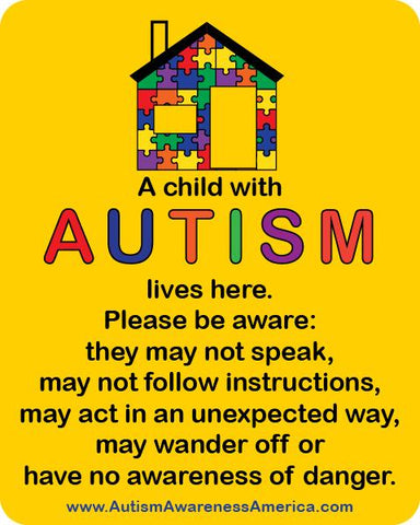 Autism Safety Home Decal Sticker