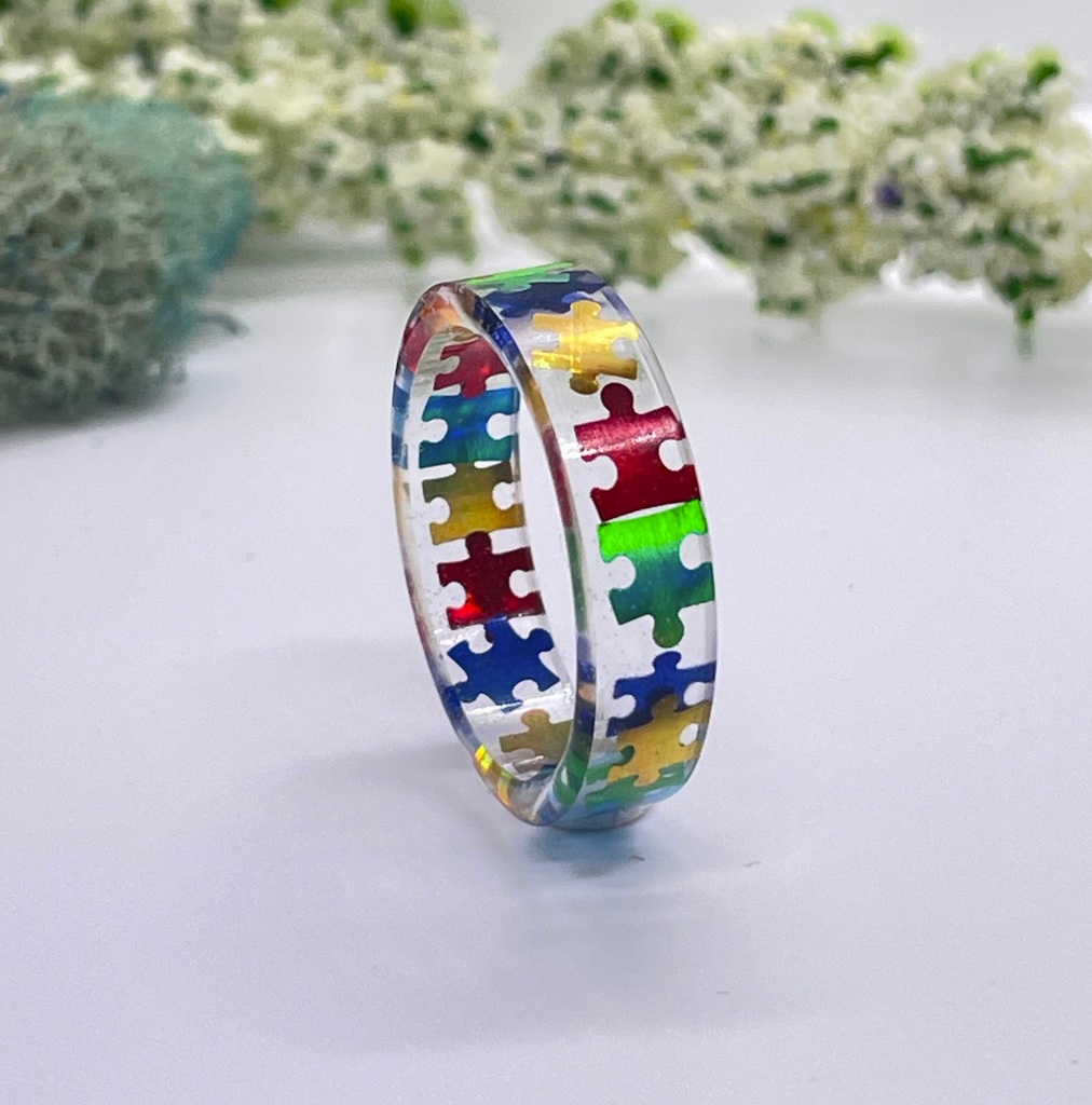 Autism Awareness Puzzle Pieces Ring Jewelry