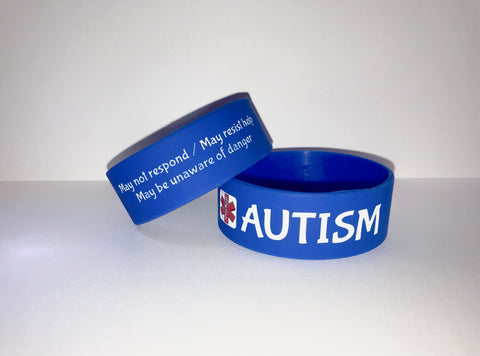 Blue Autism Alert Wristband SAFETY Bracelet