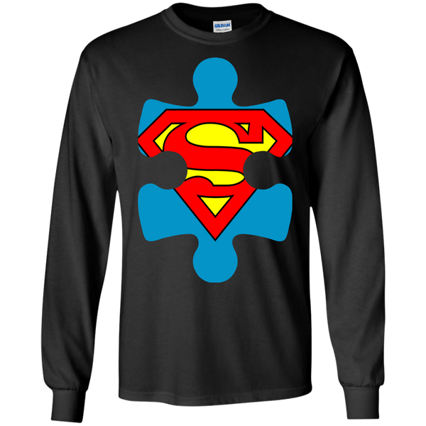 Autism Blue Puzzle Piece With Superman - Adult Sizes