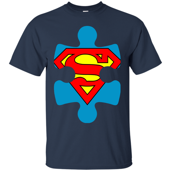 Autism Blue Puzzle Piece With Superman - Adult Sizes