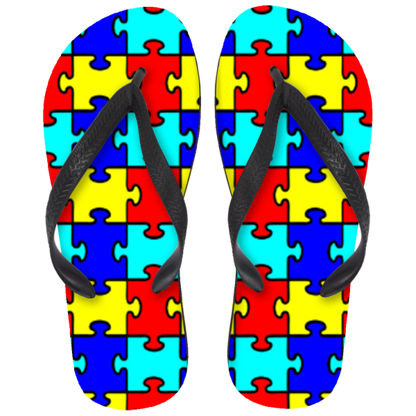 Autism - Colorful Puzzle Pieces Flip Flops