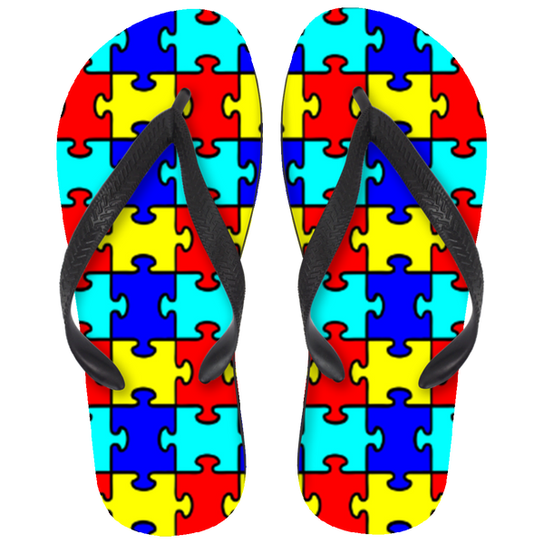 Autism - Colorful Puzzle Pieces Flip Flops