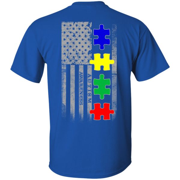 Autism Awareness American Puzzle Pieces Flag
