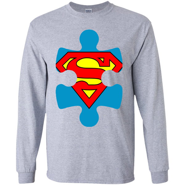 Autism Blue Puzzle Piece with SuperMan - Youth Sizes