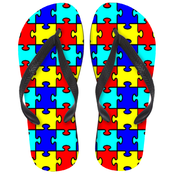 Autism - Colorful Puzzle Pieces Flip Flops