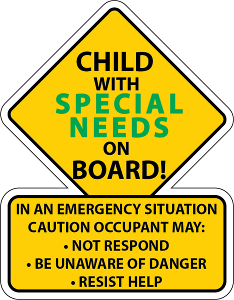 Needs Sticker SPECIAL NEEDS Safety Car Truck Decal Sticker – Autism Awareness America