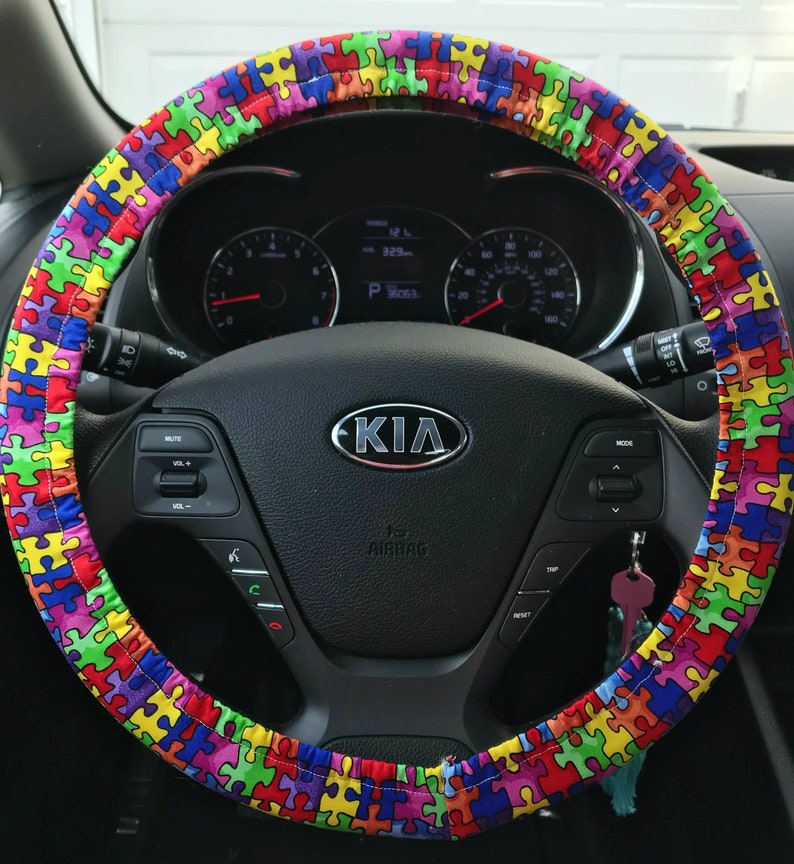 Autism Puzzle Pieces Steering Wheel Cover