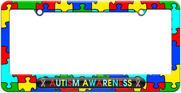 Autism Puzzle Pieces License Plate Frame