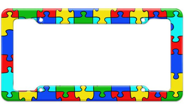 Autism Puzzle Pieces License Plate Frame