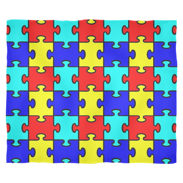 Autism Puzzle Pieces SOFT Fleece Blanket