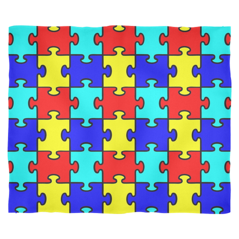 Autism Puzzle Pieces SOFT Fleece Blanket