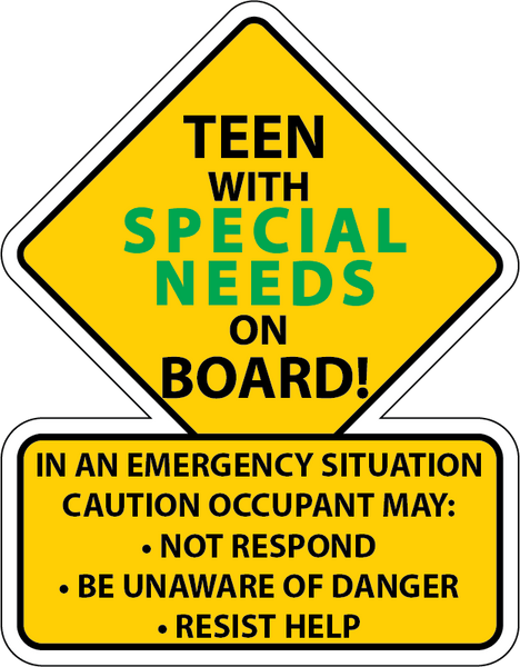 SPECIAL NEEDS Safety Car Truck Decal Sticker
